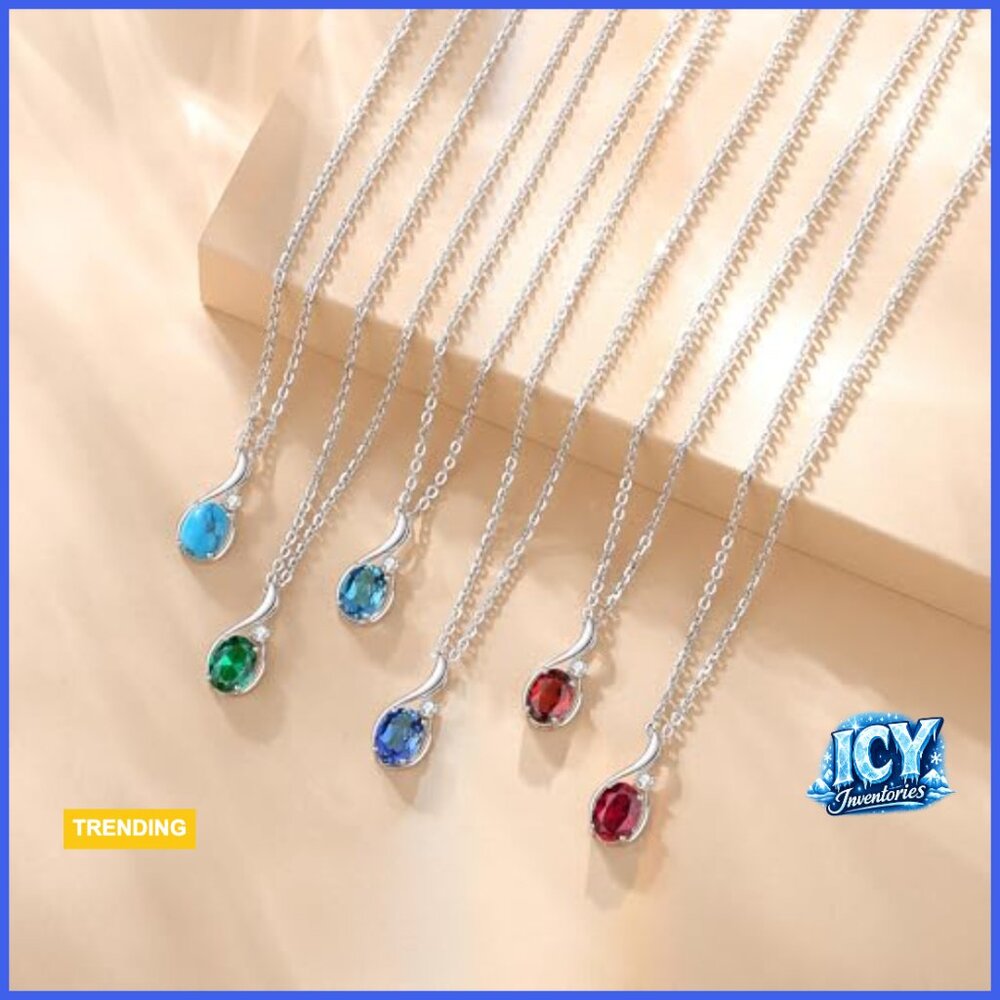 14k Solid White Gold Oval Ruby Diamond Pendant Ne… - image 5